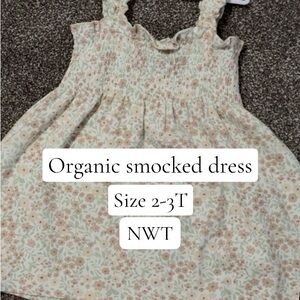 Colored Organics Floral Smocked Dress in Cream, Mint & Peach